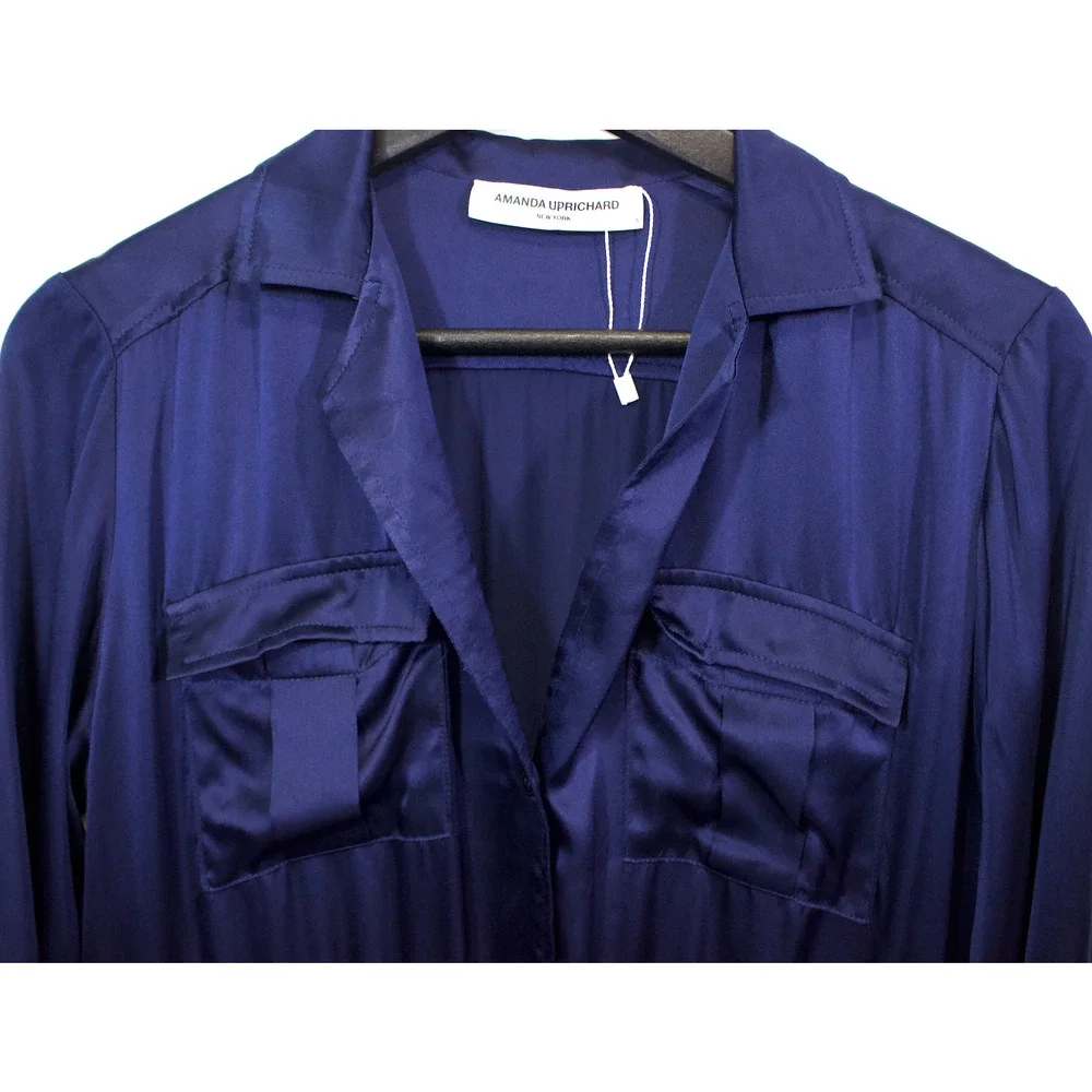 NEW Amanda Uprichard Felix Jumpsuit Revolve 100% Silk Size Small  Navy - Picture 8 of 11